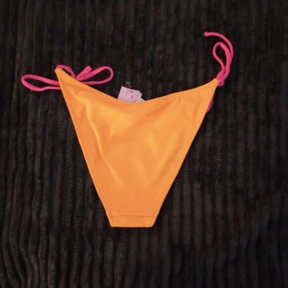 🆕👙Two Piece Bikini Set Orange/Multi Bottom and Pink Top, XS - Picture 7 of 8
